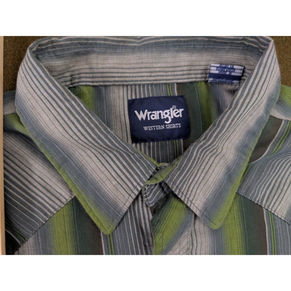 Wrangler Pearl Snap Western Shirt 2XLT Green Plaid Long Sleeve Button Up VTG - Picture 3 of 13